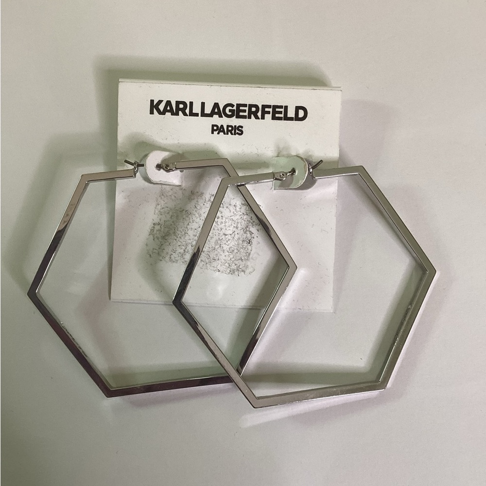 Karl Lagerfeld Silver Geometric Earrings, NWT